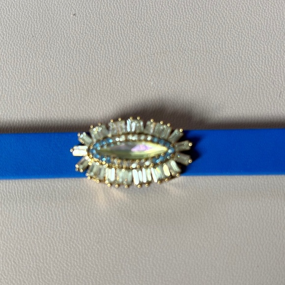 NWT Stella & Dot - Keep Collective royal blue/light blue leather band with charm - Picture 1 of 6
